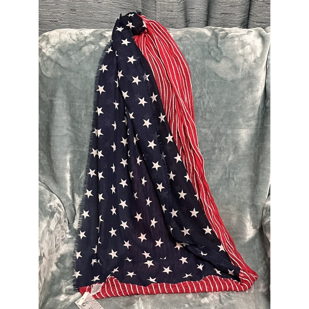 Infinity Scarf‎ Guazy Americana Flag Red White and Blue stripes NWT (E88)